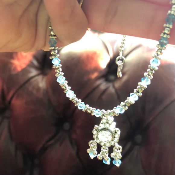 Delicate Robin Blue and silver baby beads with cz stone costume jewelry - Picture 2 of 5